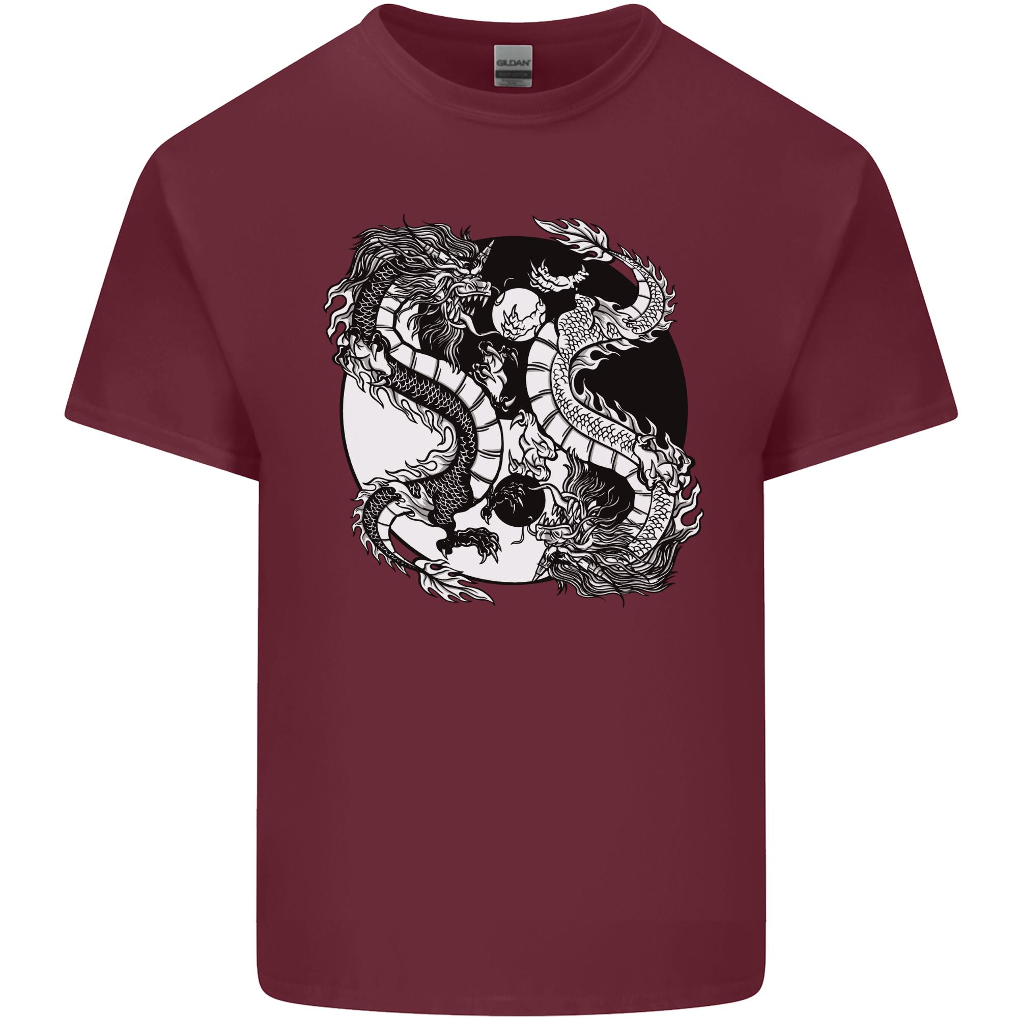 Yin Yang Dragons Unisexs Light Cotton TShirt S