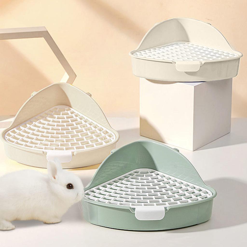 Potty Trainer Corner Litter Pan Triangular Plastic Litter Box Toilet for Hamster Guinea Pig Ferret Gerbil Small Rat