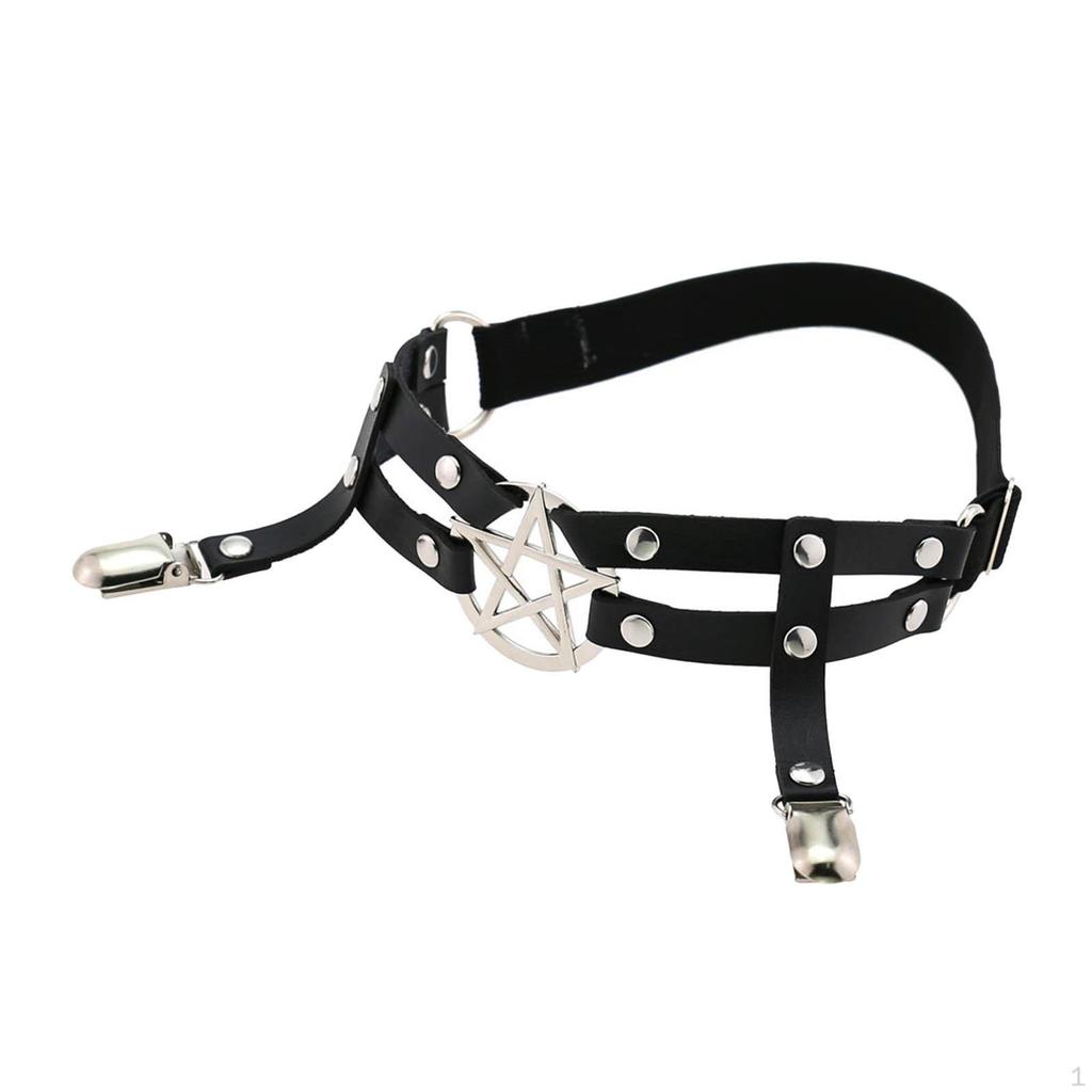 Adjustable Garter Belt with Clips Punk Elastic Leg for Women And Girls