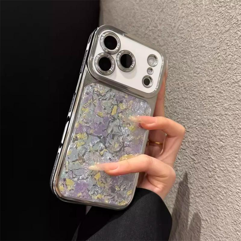

Electroplated Shell Pattern Phone Case for iPhone 17 Pro—Compatible with Apple 16 Pro Camera Button, 15 Pro, and 14 P Models. 16 Pro