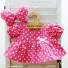 Cushu Cush UniBear Dark Pink Polka Dot Puff Sleeve Dress with Size Small Costume, Ribbon,