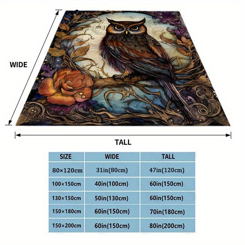 Owl Art Blanket Personalized Name Nature Fleece Throw All Season Soft Warm Bedding Home Decor Gift for Animal Lovers