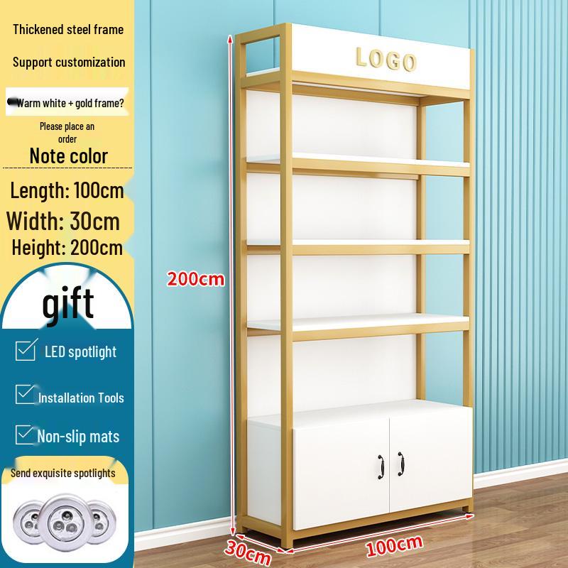 Steel-Wood Multi-Layer Floor Display Rack for Cosmetics and Baby Store