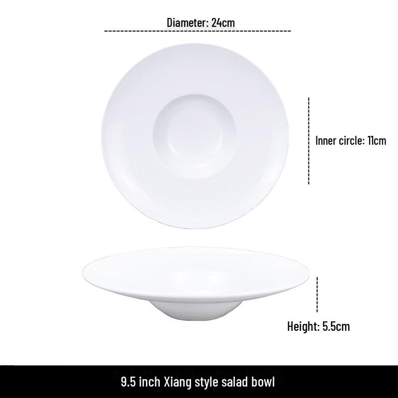 Qianxing Pure White Ceramic Deep Pasta & Salad Bowls