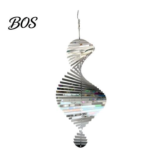 Durable Outdoor Decor Stainless Steel Spiral Wind Spinner, Hanging Reflective Spinner with Scratch-resistant Hook, 3D for Indoor Garden Yard серебряный