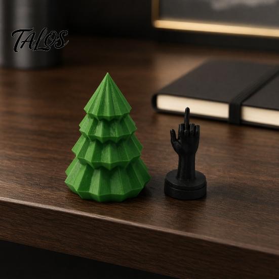 Durable Plastic Holiday Decoration 3D Printed Christmas Tree Fidget Toy with Middle Finger Figurine, Modern Minimalist Anti-fade Ornament Desk Decor,