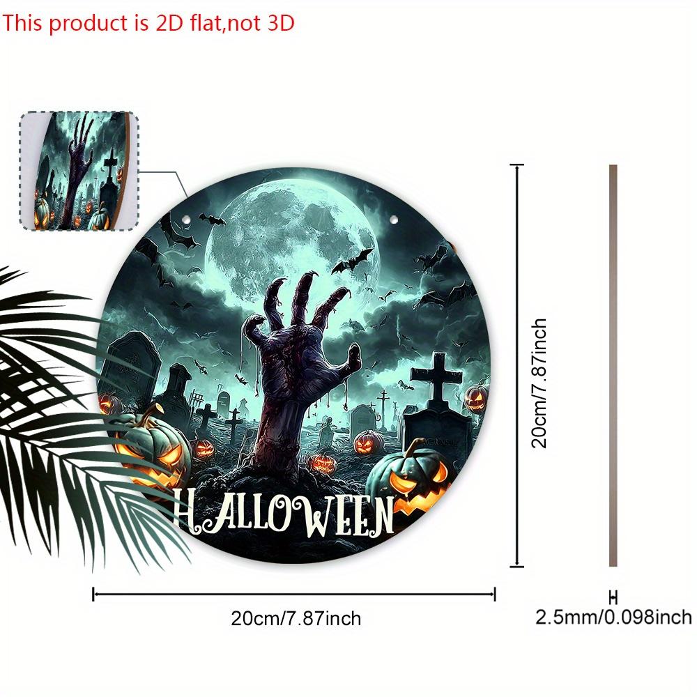 Wooden Halloween Sign with Skull Hand Pattern - Unique Wall Pediments - Ideal for Front Door, Yard, Porch, Room Decor