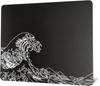 Glass Gaming Mouse Pad XVX Black Kanagawa Pattern Hard Mouse Large Professional Mouse 410mm X Special Glass Surface for Accuracy and Speed - Pad, Mat,