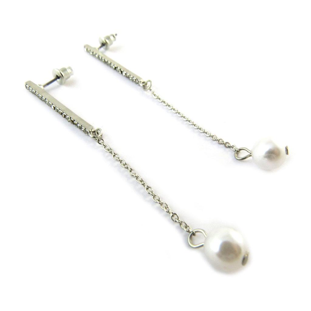 Les Trésors De Lily [N8331] - Silver Ivory 'Sissi' Designer Earrings