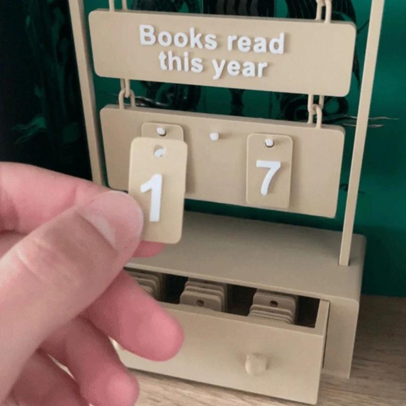 Hanging Book Counter Reading Progress Tracker 3-digit Flip Desk Counter for Books Read This Year Library Motivational Tool