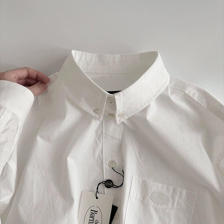 

Синяя рубашка свободного кроя с отложным воротником One Size белый