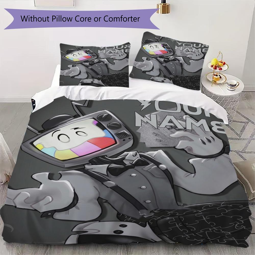 Custom Name Mr. Puzzles Smg4 Bedding,Quilt Set Quilt Cover Pillowcase Home Birthday Gift(1 * Duvet Cover + 2 * Pillowcase, Without Core)_xia