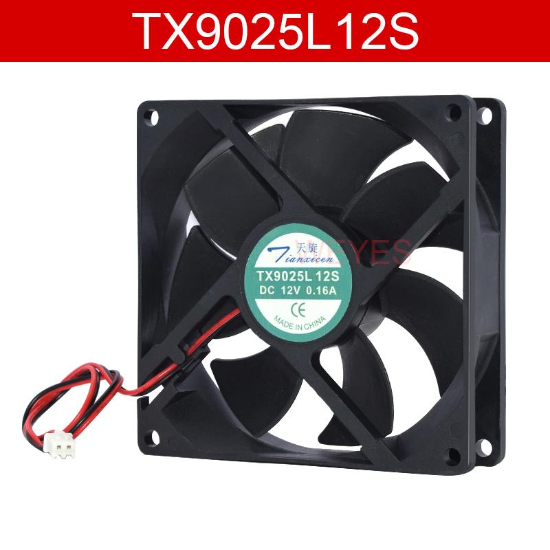 New Cooling Fan TX9025L12S 2-Pin DC12V 0.16A 9CM 9025 Radiation Fan 9CM TX9025L12S