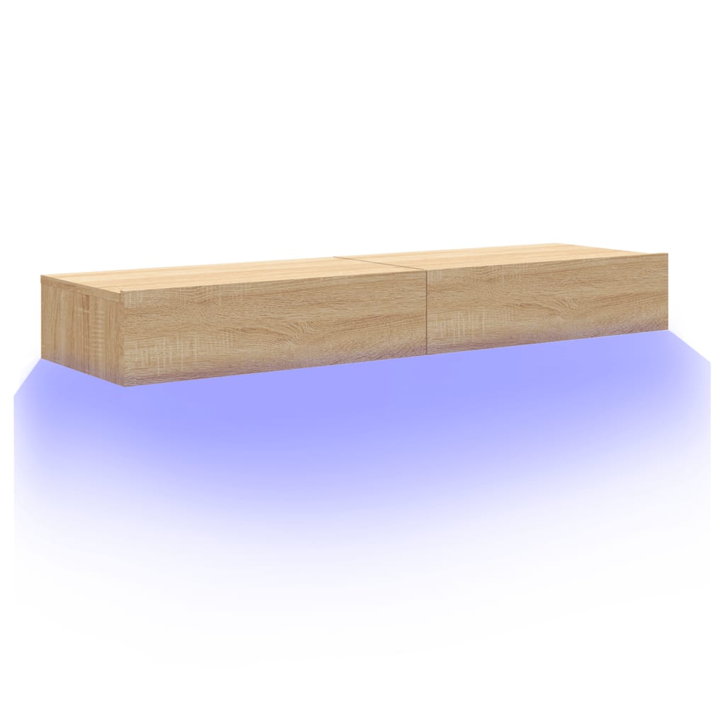 TV Cabinets with LED Lights 2 pcs Sonoma Oak 60 x 35 x 15.5 cm