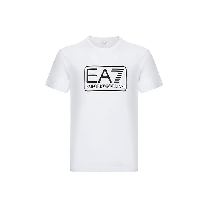 Emporio Armani Letterprint Katoenen T-shirt met Korte Mouwen Heren tops Wit 8NPT10-PJNQZ-1100 M