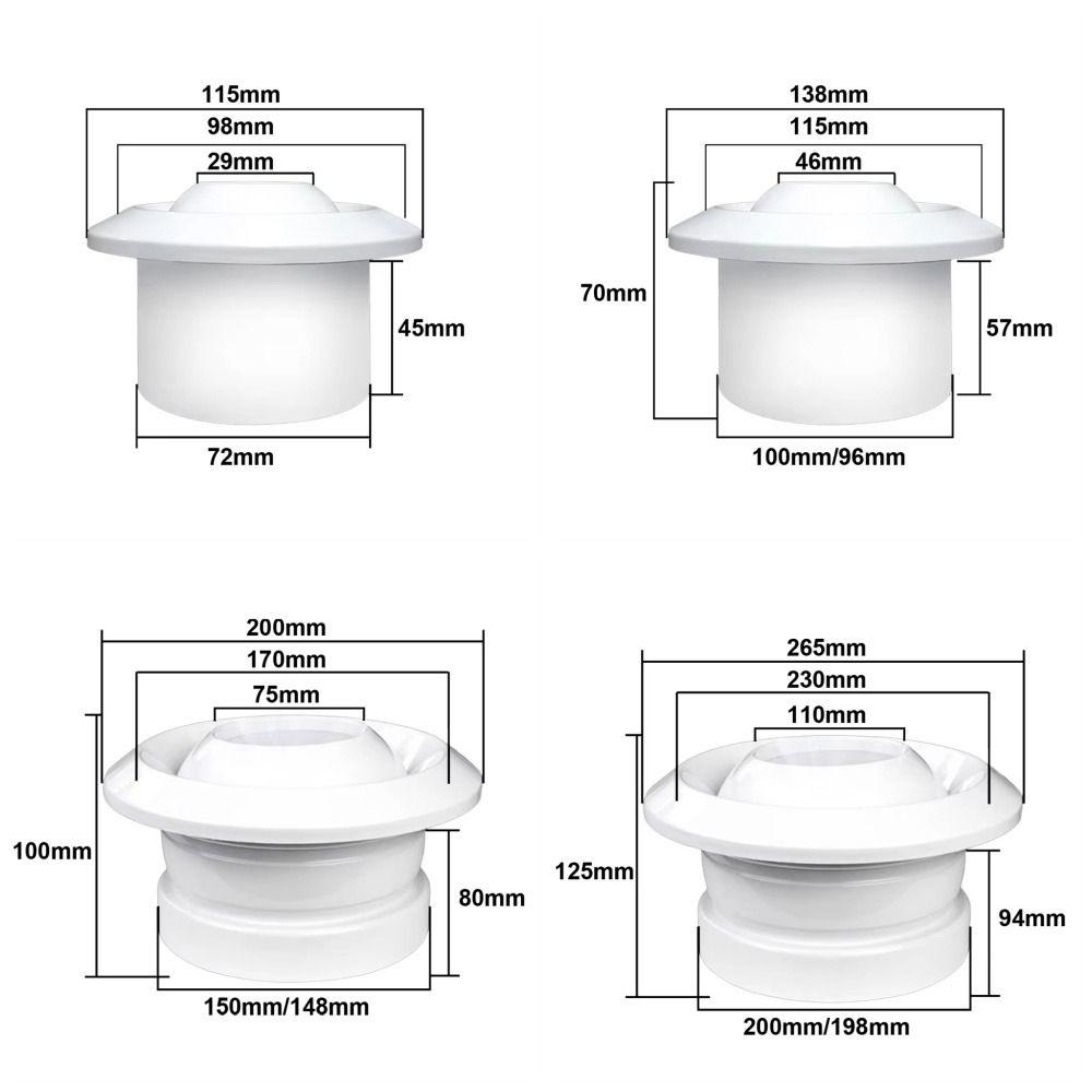 1Pcs Circular Air System Outlet Valve Adjustable White Spherical Nozzle Air Vent 75/100/150/200mm ABS Central Ventilation Outlet
