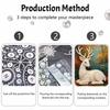 5D Pearl Art Elegant Deer Design DIY Rhinestone Painting Frameless Wall Decor Handmade Craft Gift for Home Bedroom Living Room