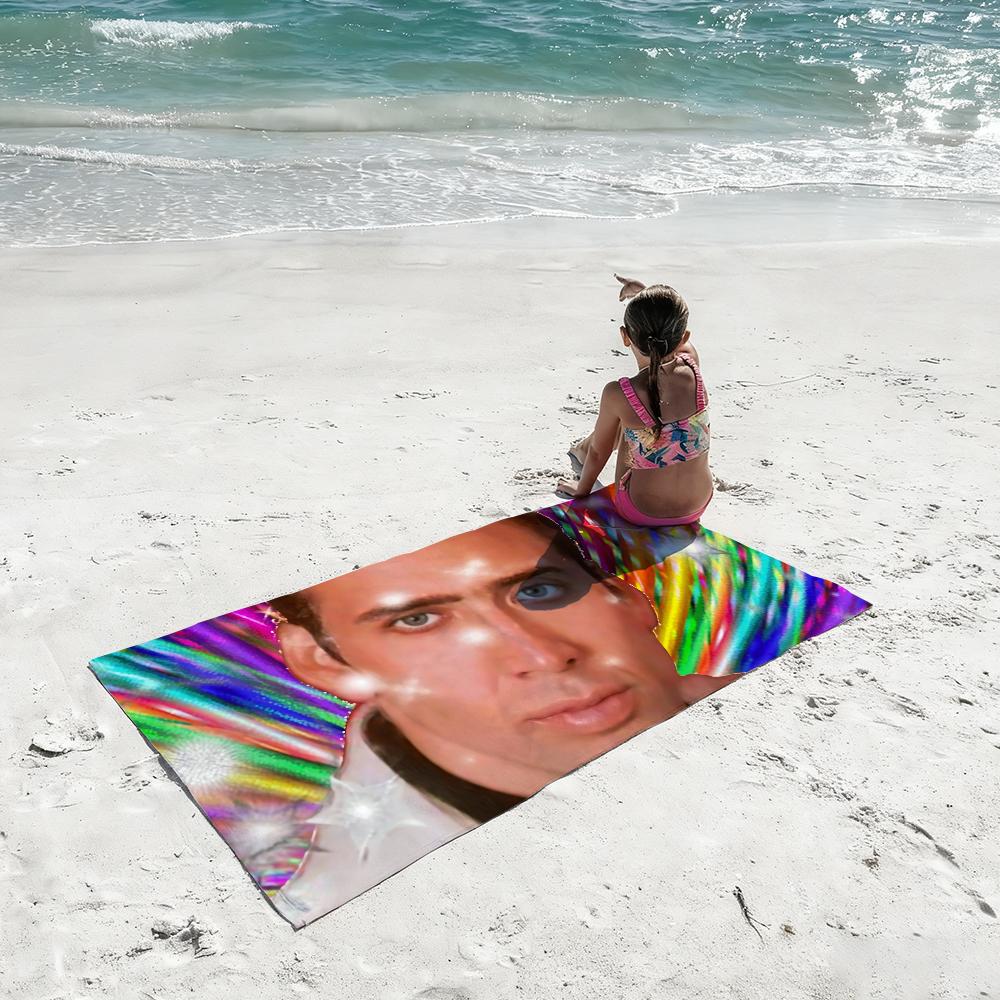 Funny N-Nicolas C-Cage Meme Towel Soft Lightweight Anti-Sand Large Beach Towel Quick-Drying Bath Sports Family