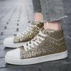 Luxury Red Designer Shoes Women High top Sneakers Lightweight Women's Vulcanized Shoes Fashion Glitter Sneakers Woman