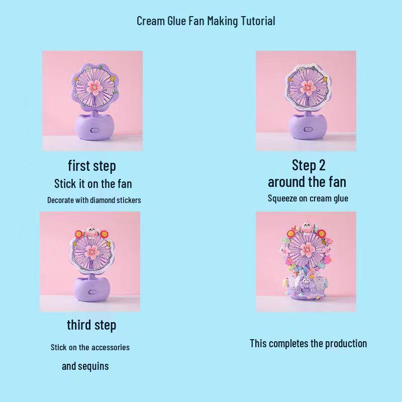Portable Children's Fan with DIY Craft Kit - Educational Toy and Creative Glue Set