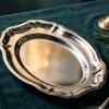 Nordic Light Luxury Oval 304 Stainless Steel Tray for Tea, Fruit, Cake, Cheese, & Dessert