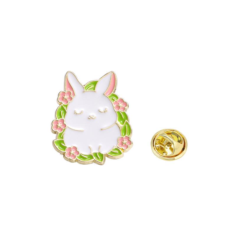 Белый Кролик Мультяшная Значок Одежда Сумка Аксессуары Сплав Масляная Капля Аксессуары Супер Милый Животное Милый Брошь