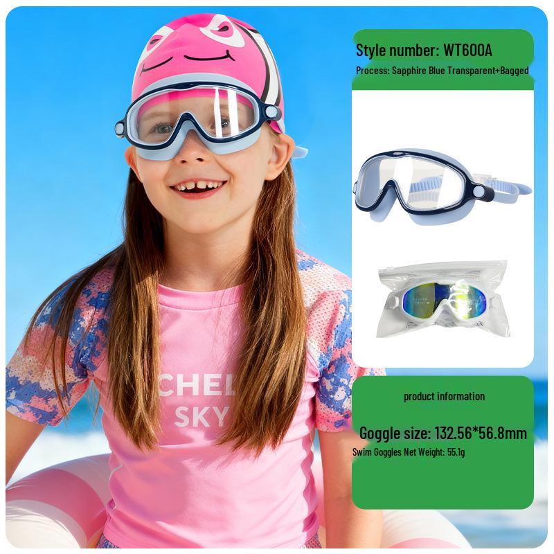 Kids  Waterproof Anti-Fog HD Large Frame Swim Goggles - Protective Eyewear for Boys & Girls
