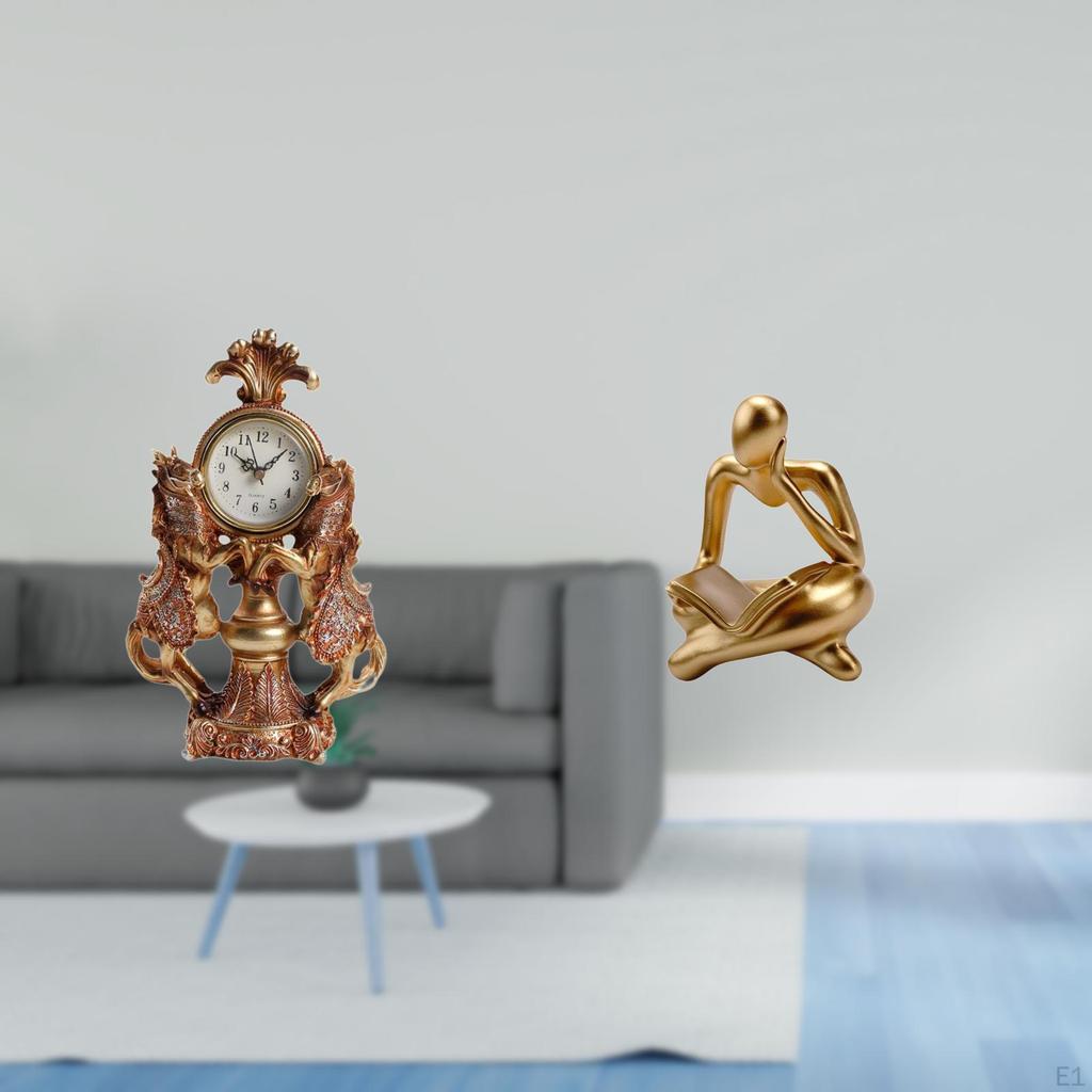 Horse Clock Desktop Figurine Abstract Thinker Statue Animal Tabletop Living Room Desk Shelf Cabinet