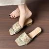 Women's Summer New Ethnic Style Low Heel Slippers Open Toe Soft Sole Non Slip Outdoor Slippers Fashionable Block Heel Sandals