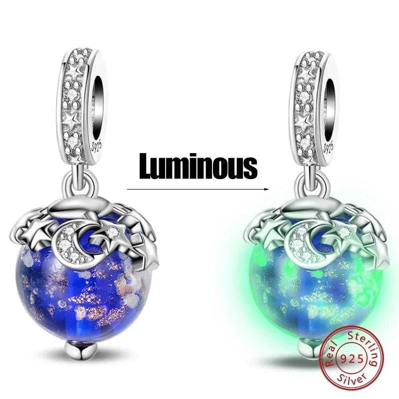 Copper Luminous Blue Wishing Bottle Charms Angel Conch Pendant Bead Fit Bracelet Diy Exquisite Jewelry Making