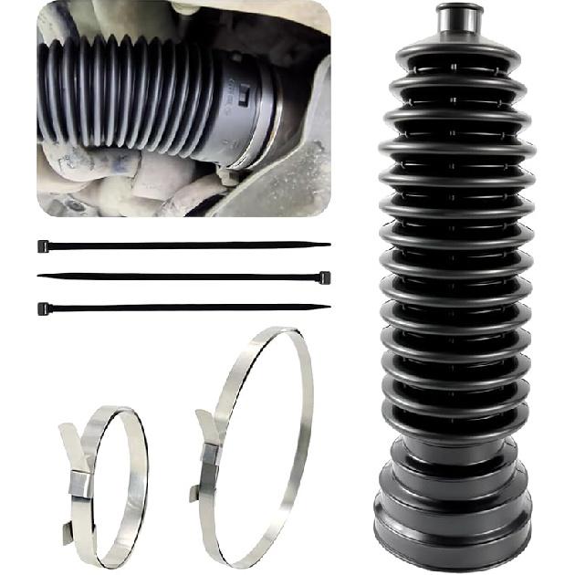 Upgrade 2PCS Tie Rod Boot Rack And Pinion Boot Kit,Thickened Neoprene Rubber Materia,With 4 Stainless Steel Clamps & 6 Cable Ties, Universal Inner