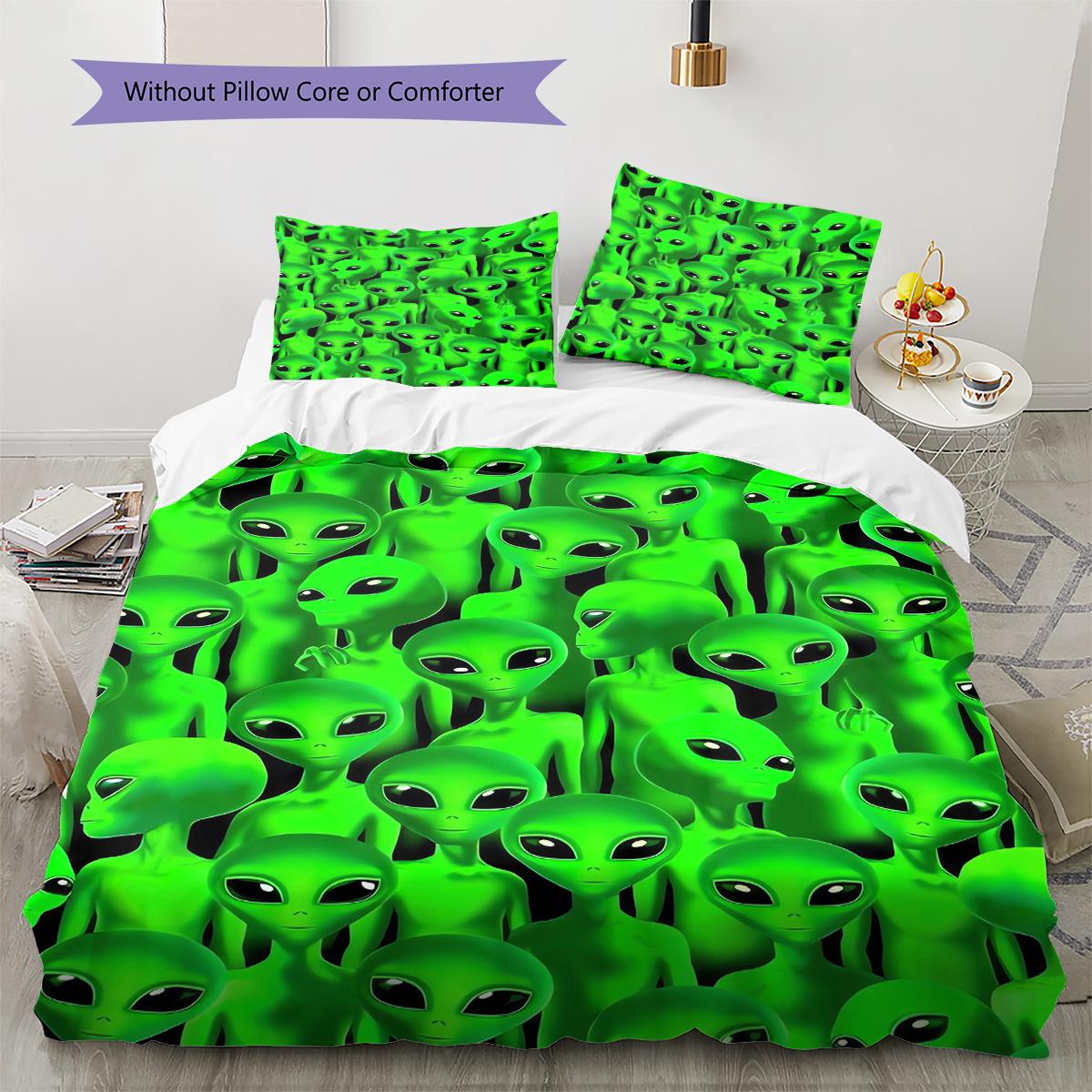 

UFO Alien Pattern Bedding Quilt Set Quilt Cover Pillowcase Home Decoration Gift (1 * duvet cover + 2 * pillowcase, without core) 135x200cm