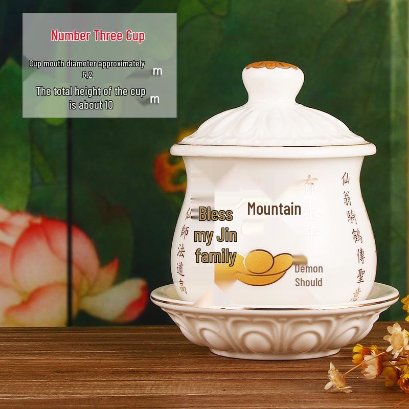 Keramische Opferbecher für Buddha, Guanyin und den Gott des Reichtums - Klein, Perfekt für Weihwasser und zum Anziehen von Reichtum.