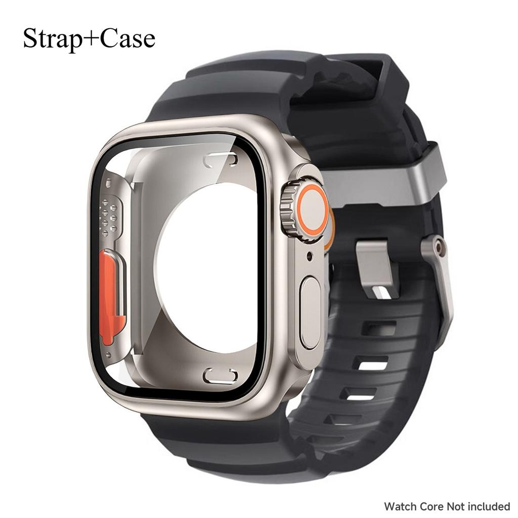 Silicone Strap For Apple Watch 44mm 45mm 46mm Bracelet+Screen Protectores Change To Ultra For iWatch Series 11 10 9 8 7 SE 6 5