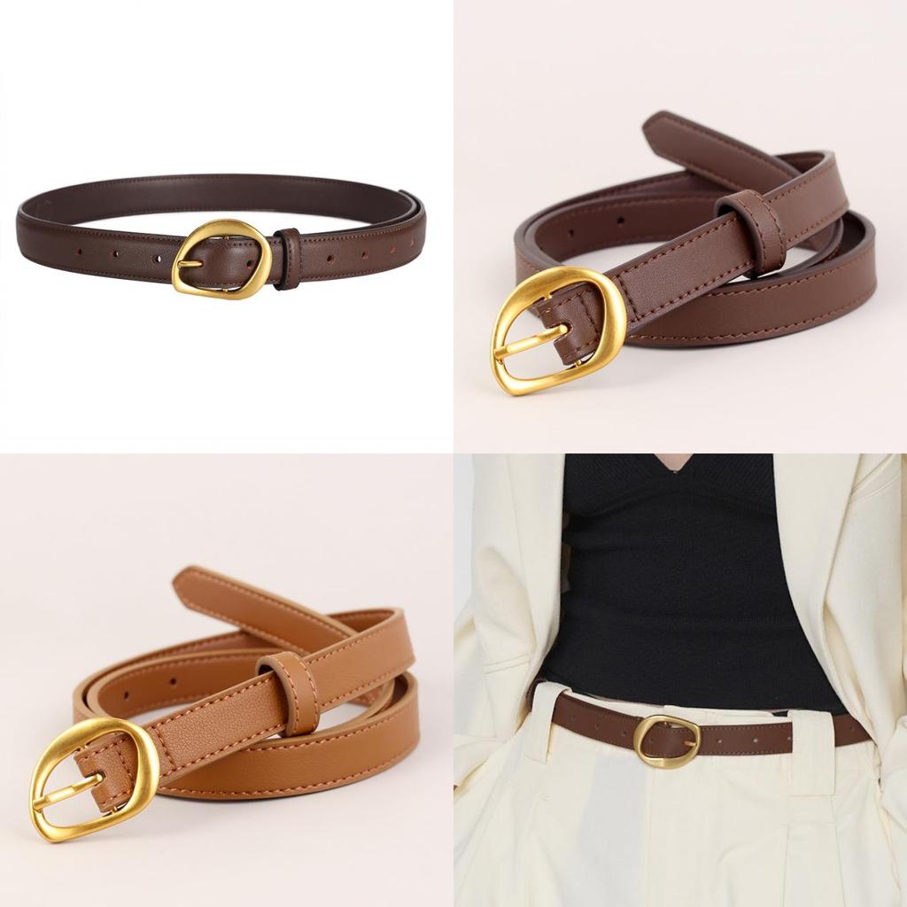 True Leather Womens Belt With Geometric Buckle For Casual Jeans Styling