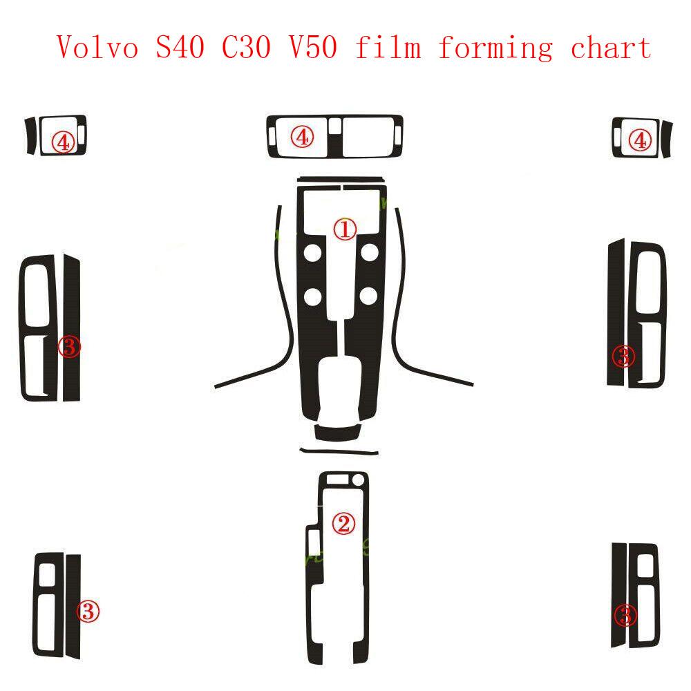 For Volvo S40 V50 C30 Interior Central Control Panel Door Handle 5D Carbon Fiber Stickers Decals Car styling Accessorie