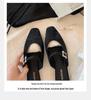 Grape Mom French Square Toe Diamond Buckle Low Heel Pointed Toe Mule Slippers for Women