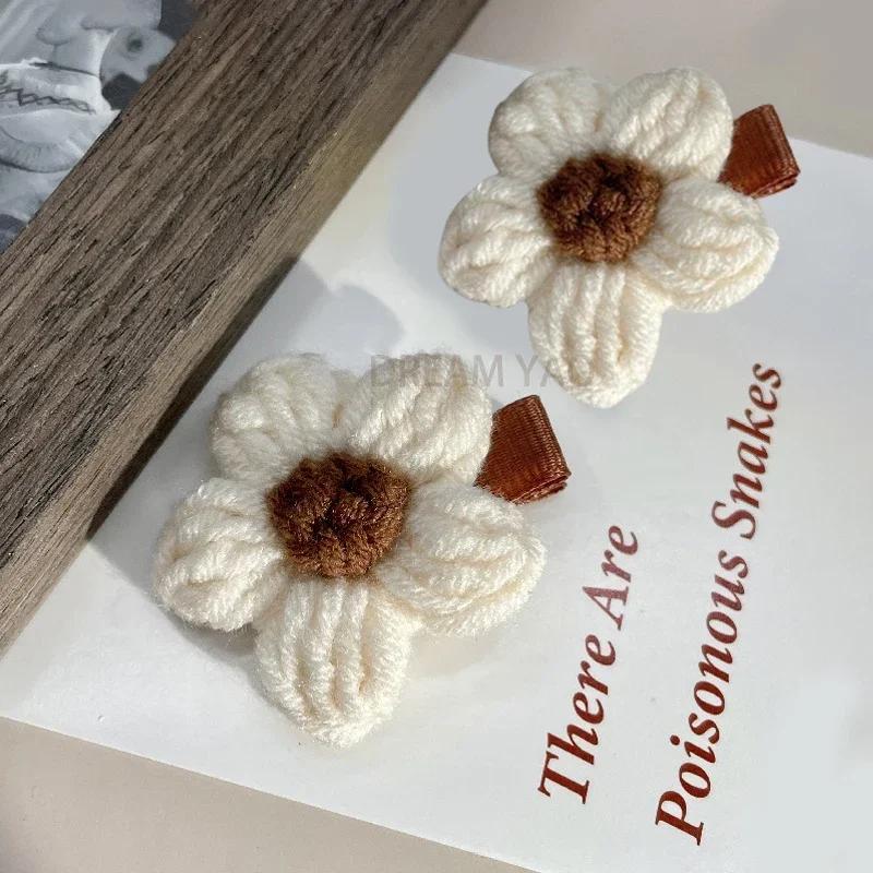 2Pcs Cute Cotton Rope Braided Hairpin Girls Flower Hair Clip New Sweet Hairpin Fashion Trend Barrettes Kids Hair Accessories