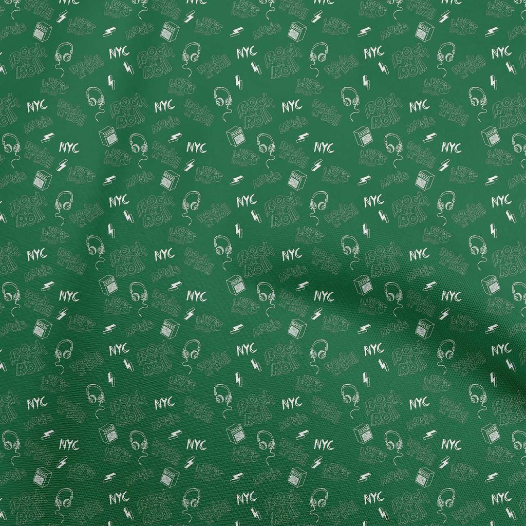 oneOone Cotton Flex Blue Fabric Rock Music Quilting Supplies Print Sewing Fabric By The Yard 40 Inch