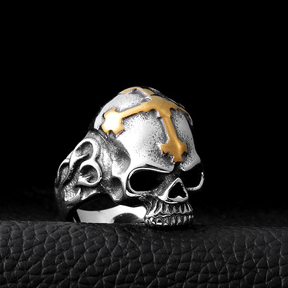 Men's Retro Punk Hand Jewelry Cross Skull Men's Ring