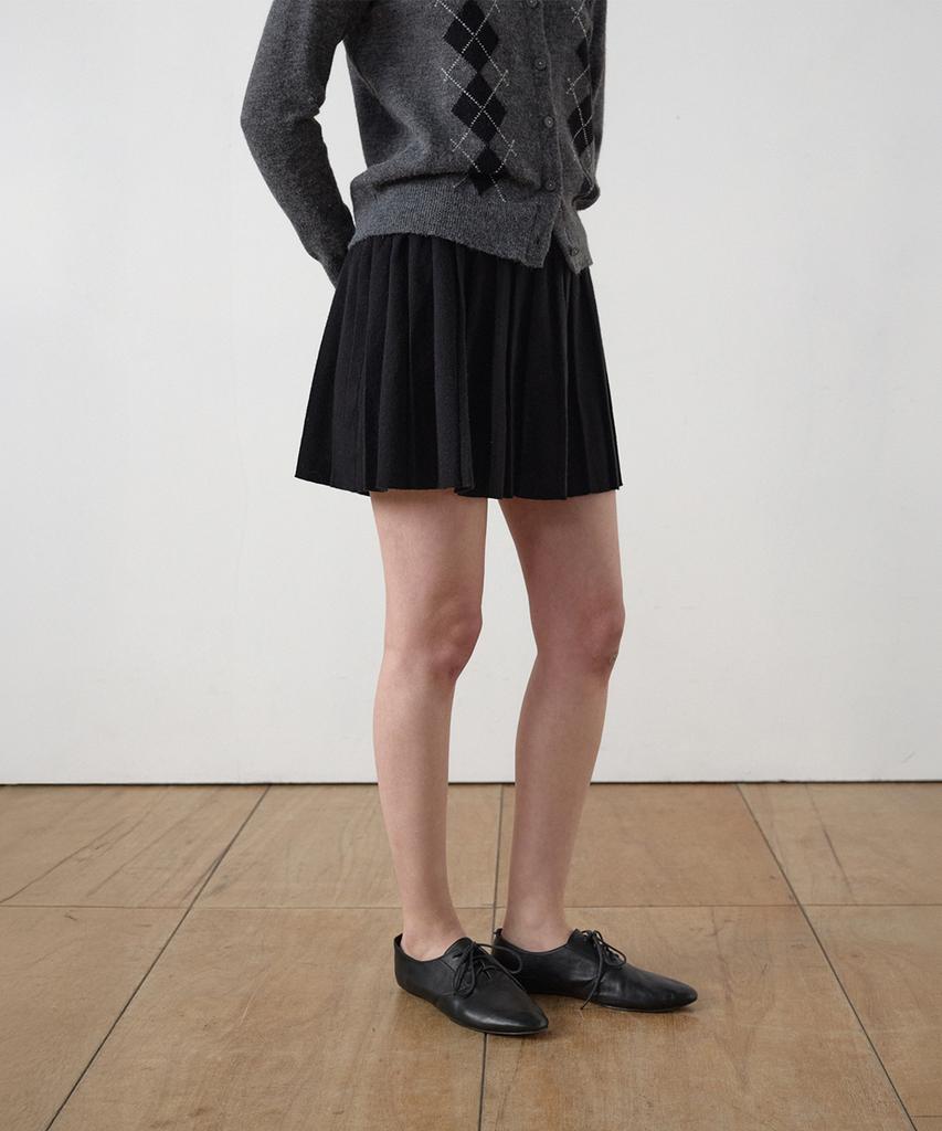 Hane Fairy Knit Pleated Skirt_Black