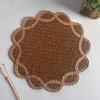 Woven Placemat Heat Insulation Non-Slip Table Mat Retro Petal Shape Dining Mat