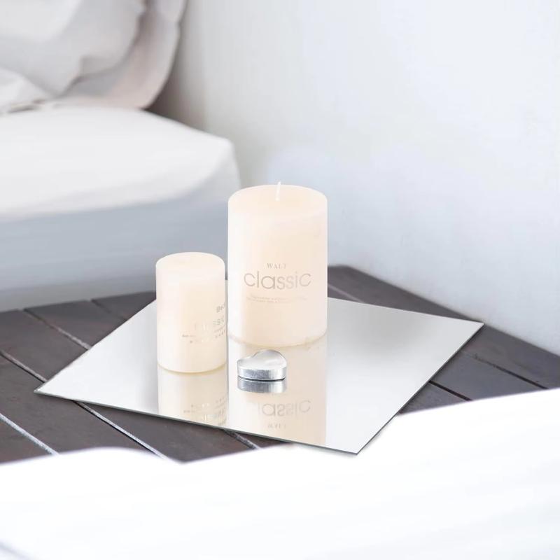 6PCS-15CM Square Mirrors Candle Plate for Table Centerpieces, decoración de pared, dormitorio, baño, decoración del hogar