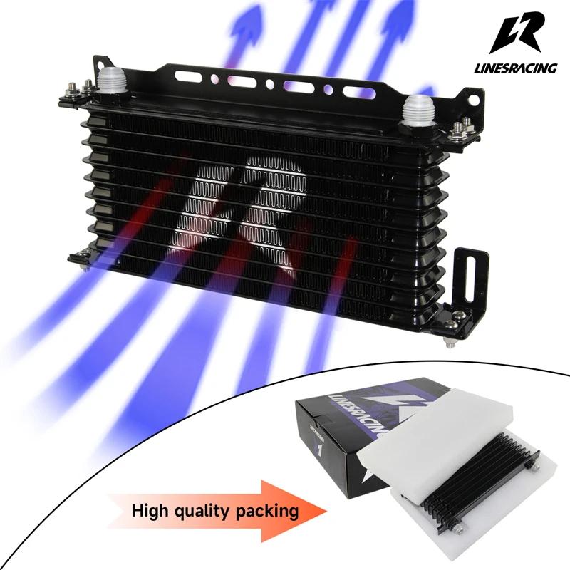 AN10 10-reihiger Aluminium-Ölkühler mit 262mm Montagehalterungs-Kit Trust Typ 7/8"-14 UNF Zubehör für Fahrzeuge Schwarz/Blau