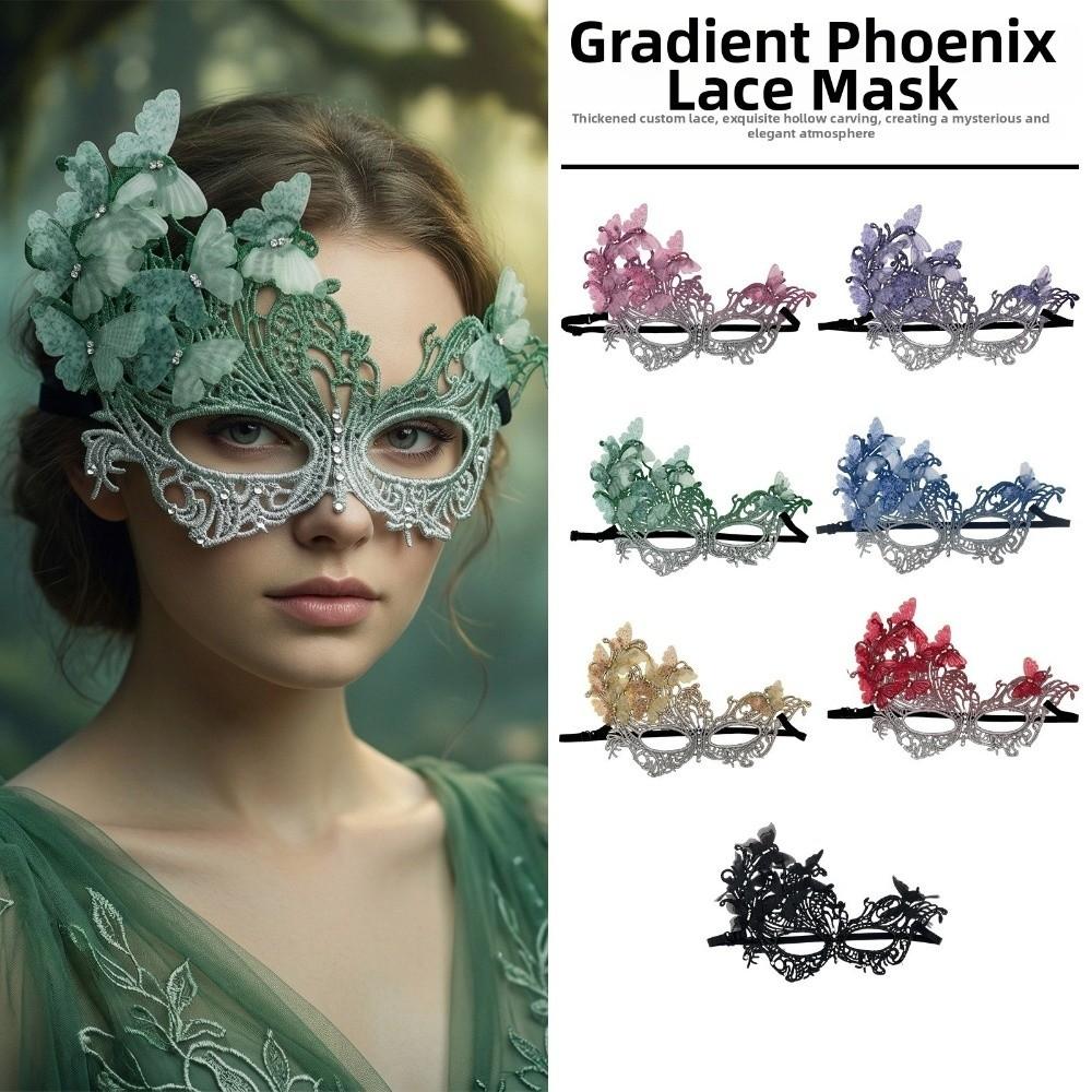 Breathable Butterfly Masquerade Mask Rhinestone Gradient Party Mask  For Theme Party Prom Cosplay