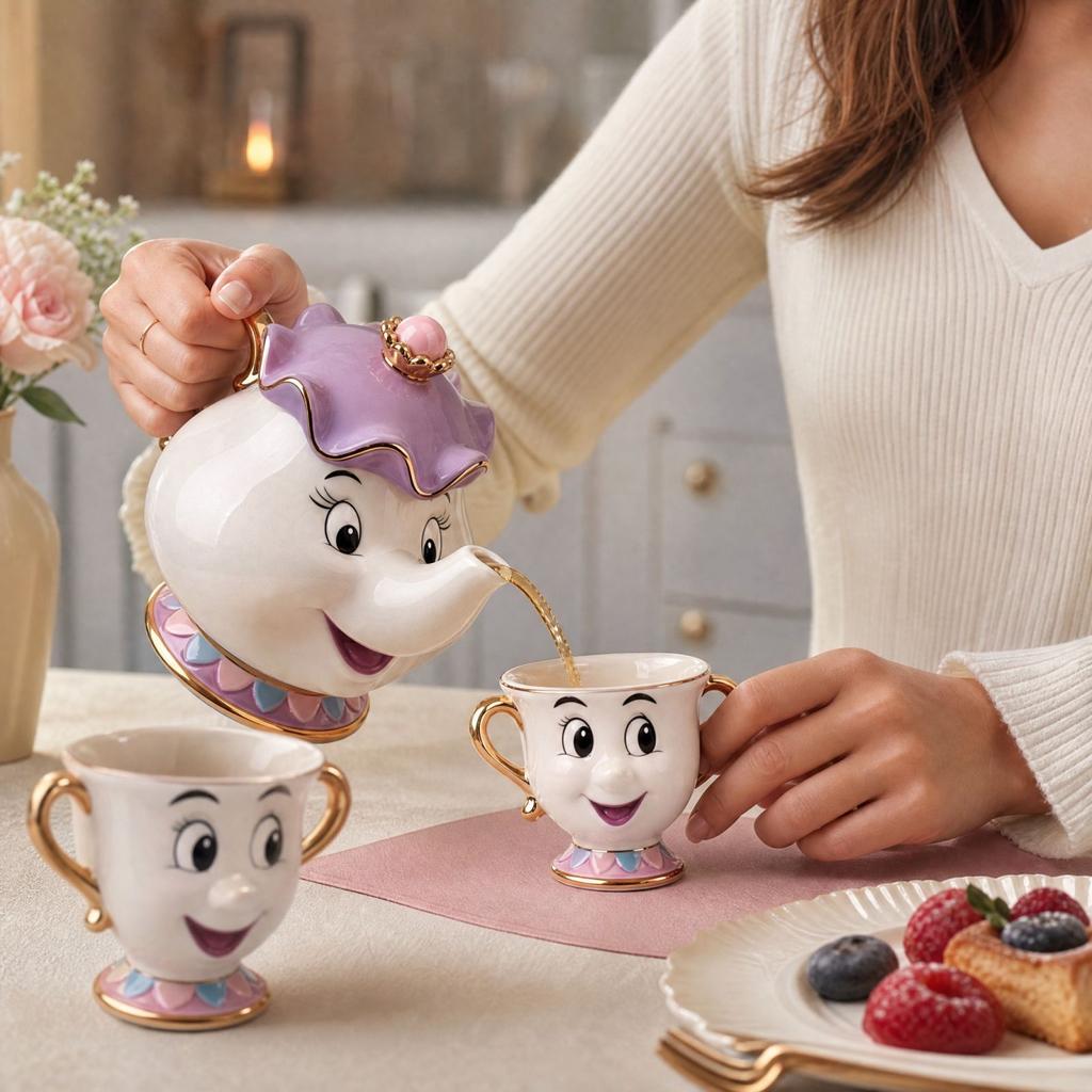 Decorative Teapot and Teacup Set for Tea Party, Kitchen, Dining and Home Decor Display