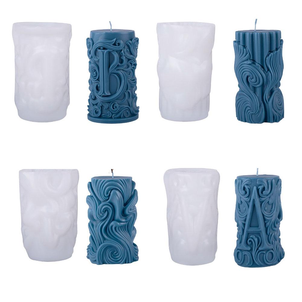 3D Letter Relief Cylindrical Candle Silicone Mold Creative  Artistic Design Relief Resin Mould DIY Craft Home Decor