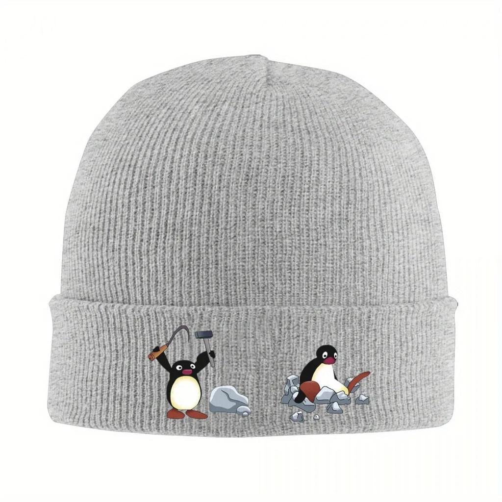 Neue wütende Geologe Pinguin Warme Strickmütze Hip Hop Mütze Herbst Winter Outdoor Beanie Mützen für Unisex Damen Erwachsene