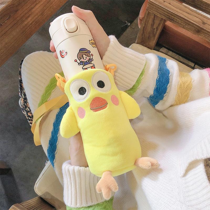 1Pcs Portable Cartoon Water Bottle Cover Case Winter Plush Insulated Bag Cup Pouch Vacuum Glass Cup