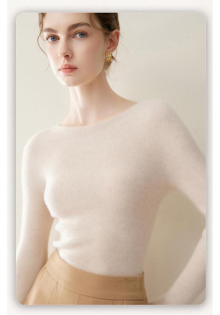 Women's 100% Pure Cashmere Slim Fit Round Neck Long Sleeve Sweater - Warm, Knit, Autumn/Winter.